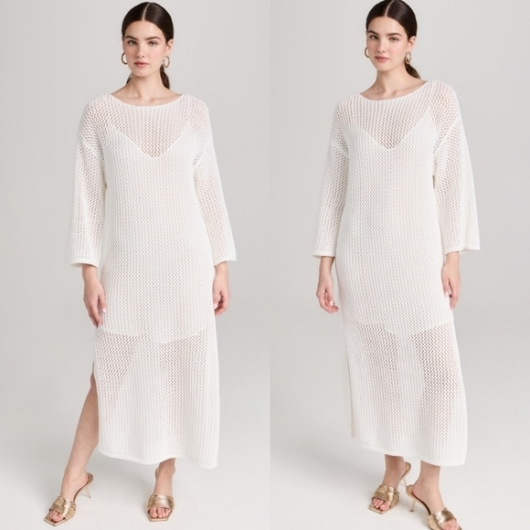 New Young Fabulous & Broke Santorini Crochet Ivory Bone Maxi Dress/Cover-Up XS - Picture 7 of 16